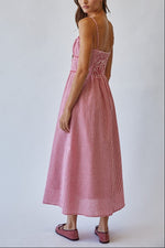 Lydia Bow Gingham Dress red and blue summer dress picnic dress Boltranchstore.com Free Shipping