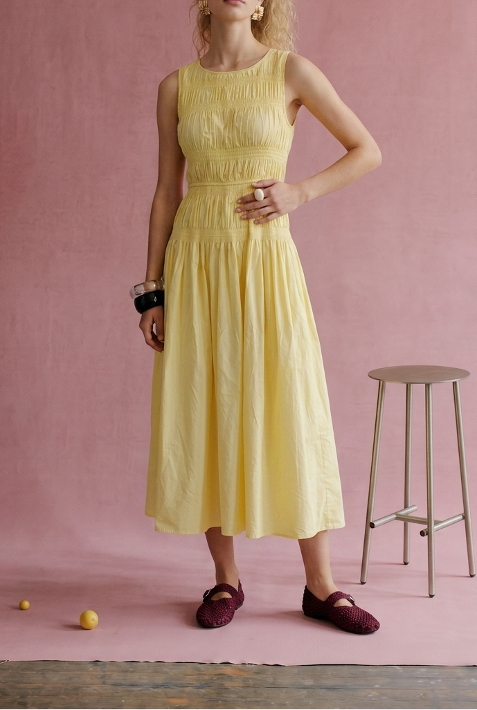Sky Smocked Midi Dress