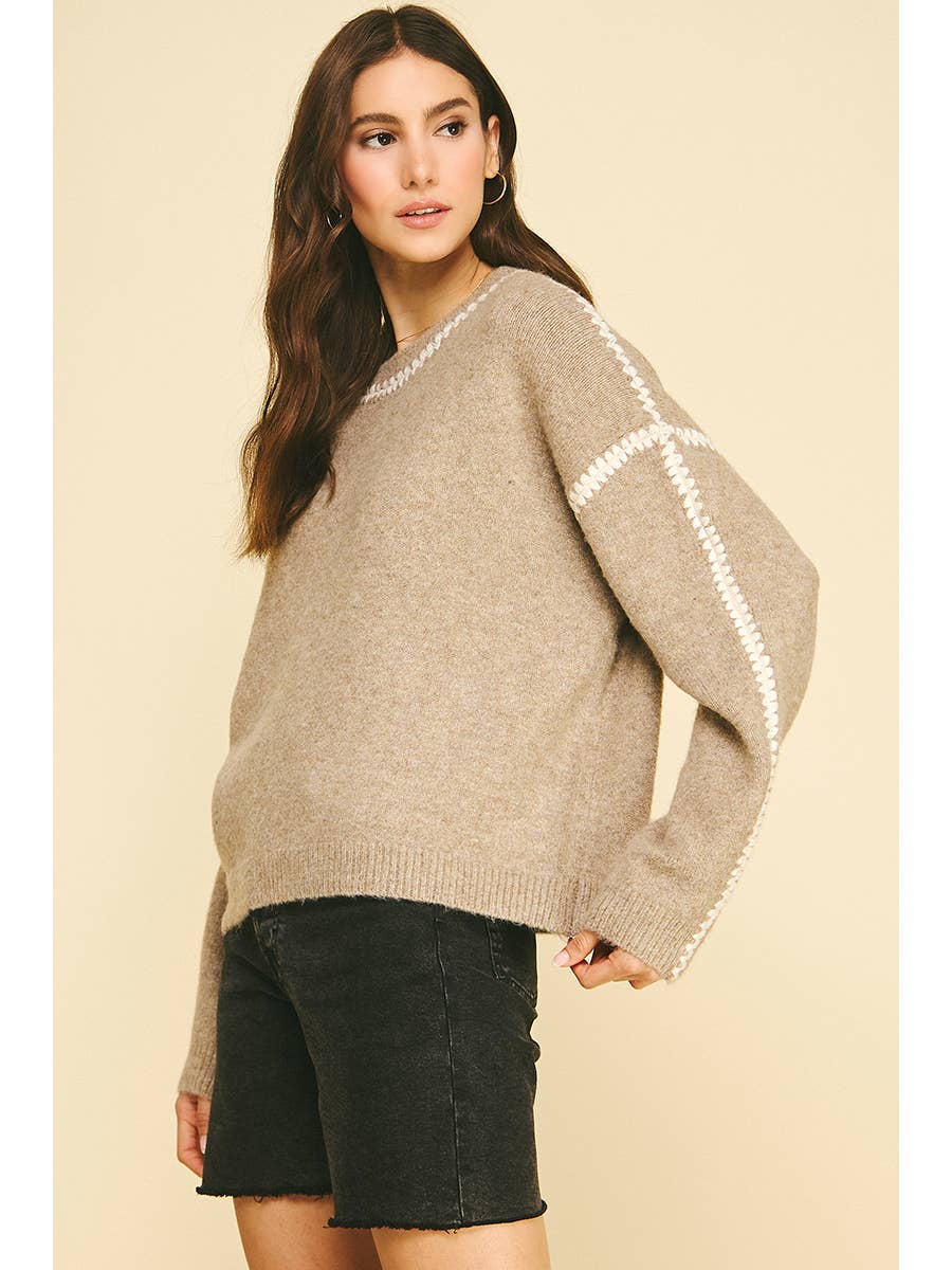 Kelbee Stitch Embroidered Knit Sweater