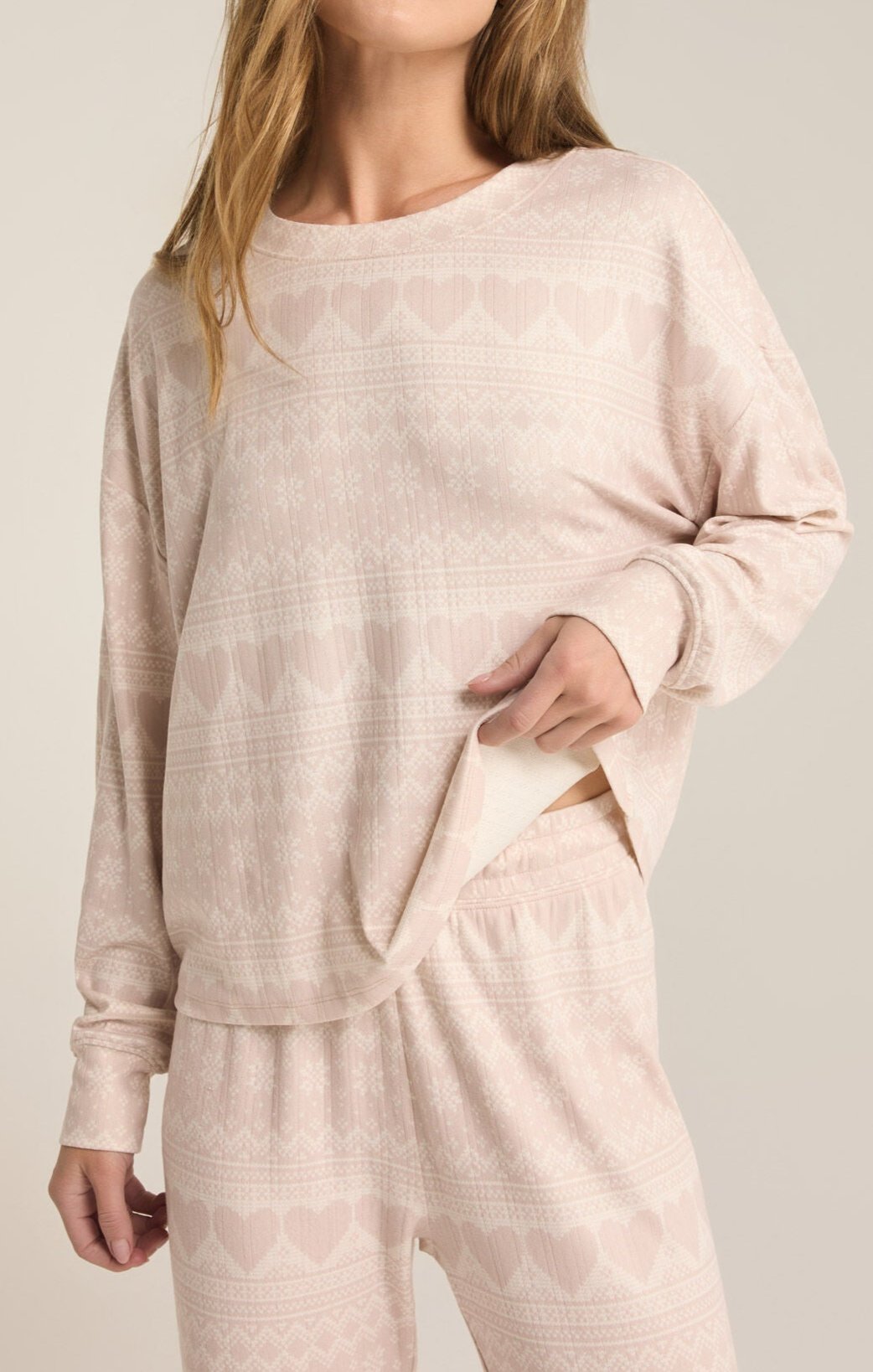 Fairisle Heart Long Sleeve Top