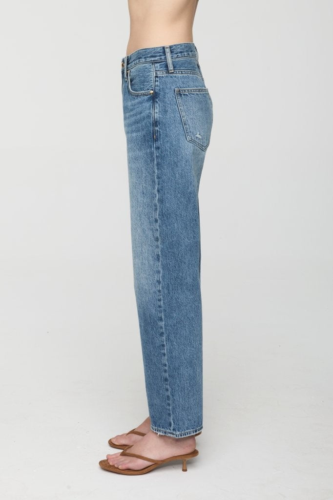 Pistola Lexi Mid Rise Bowed Straight Jean Distance mid rise waist with a relaxed bowed straight leg womens western clothing