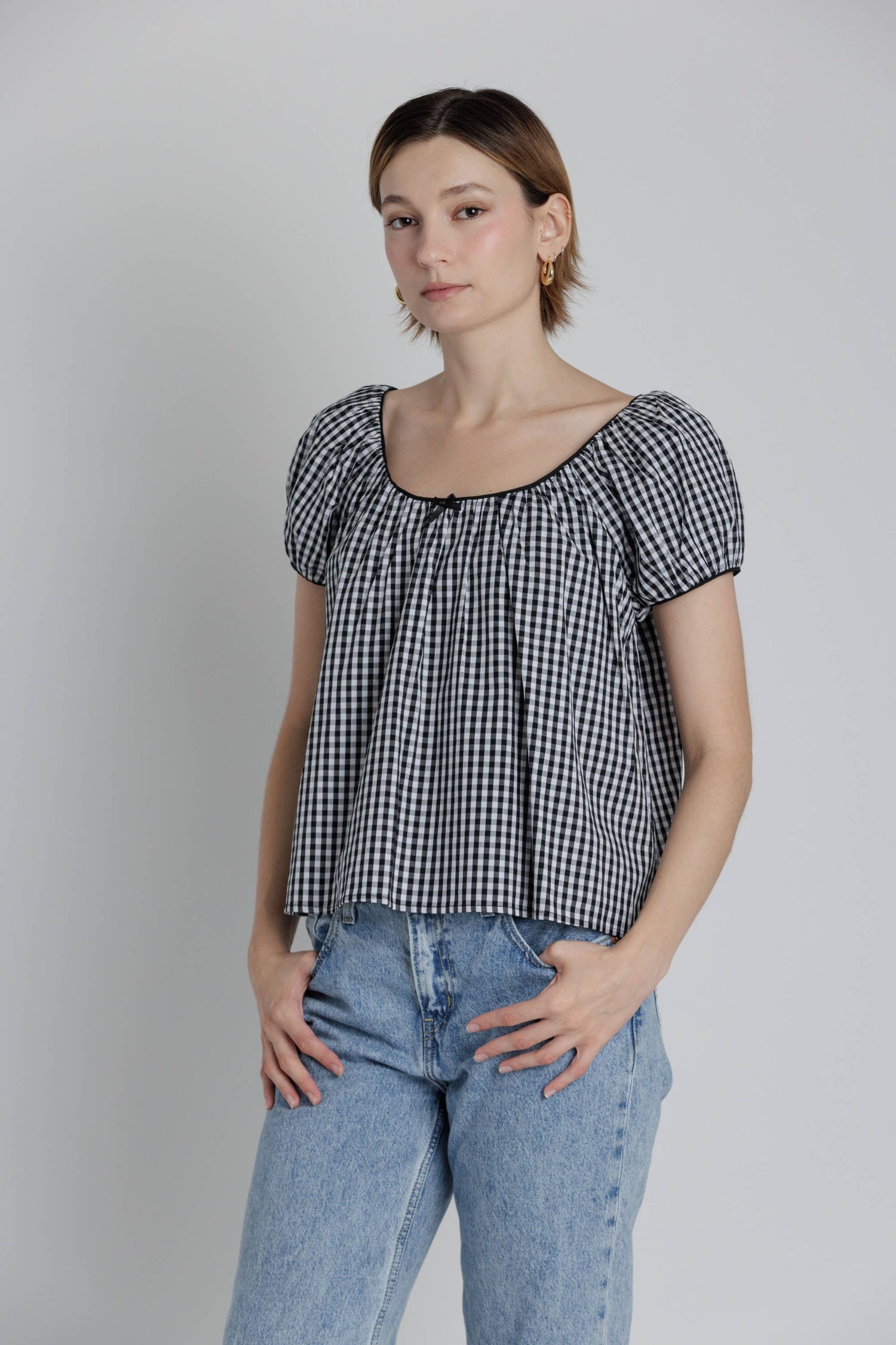Sadie Gingham Babydoll Top