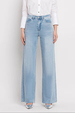 Womens Super High Rise Olivia Jeans Vervet denim jeans free shipping Boltranchstore.com raw hem casual wide leg pants 