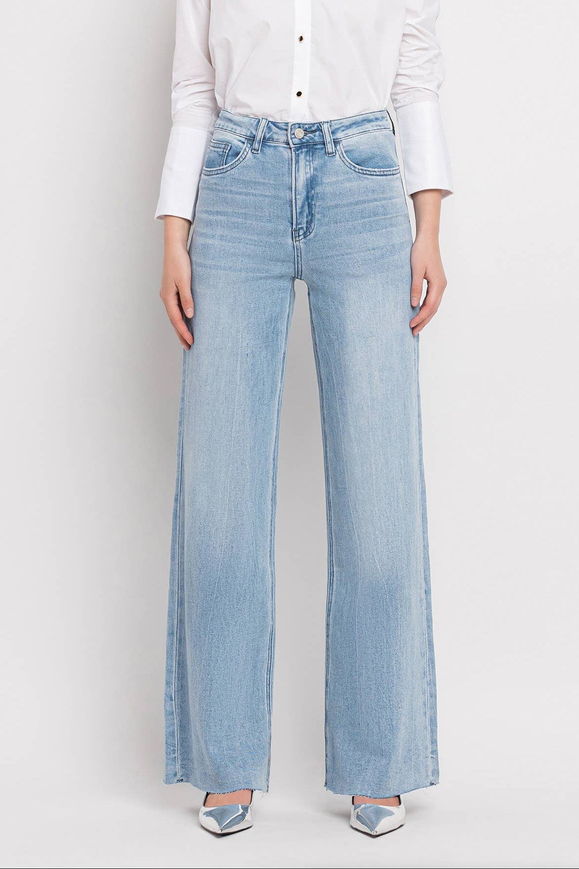 Womens Super High Rise Olivia Jeans Vervet denim jeans free shipping Boltranchstore.com raw hem casual wide leg pants 