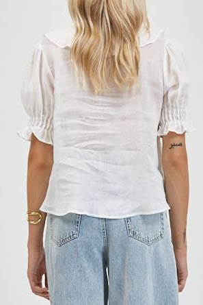 Lacey Linen Ruffle Top