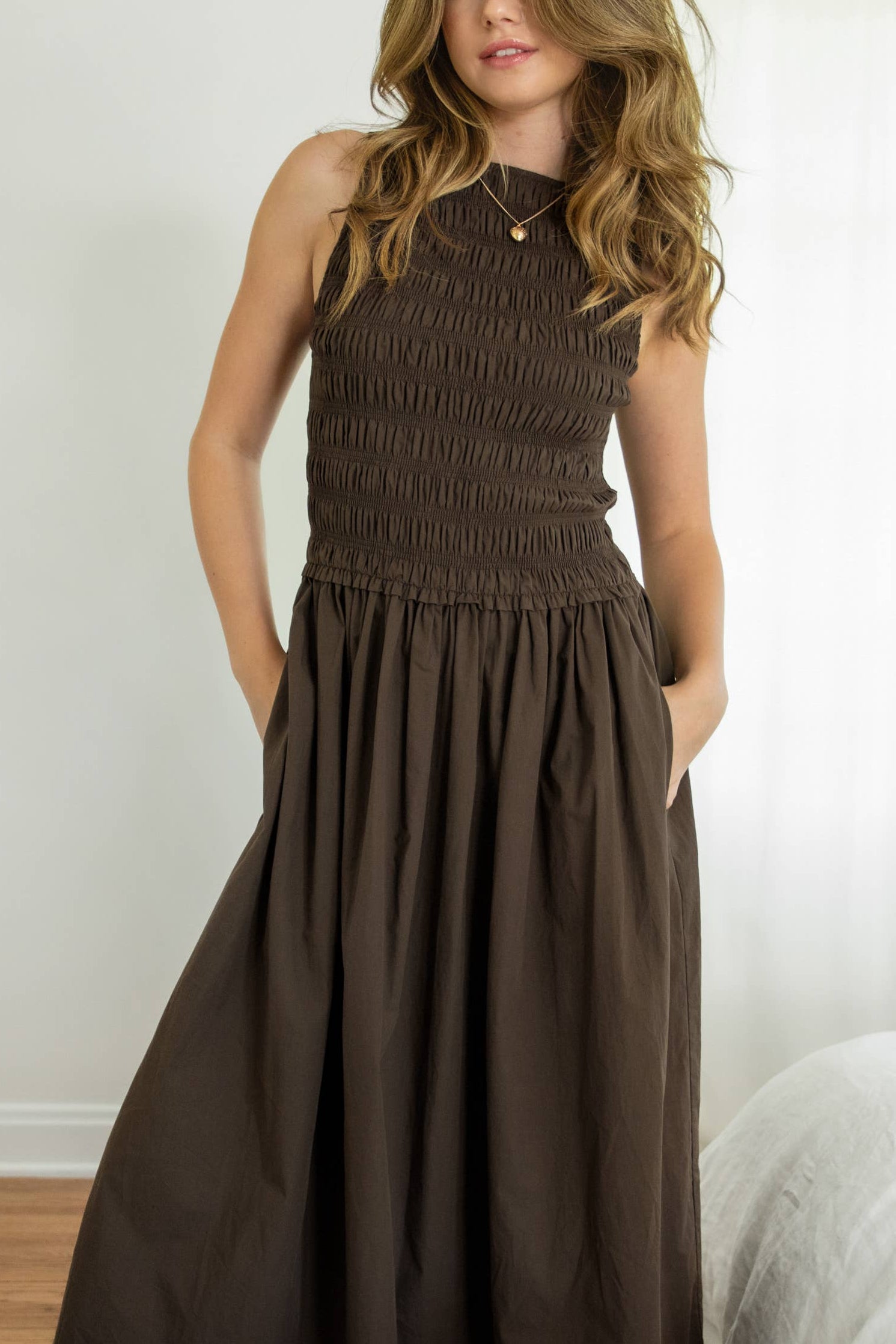 Boone Boat Neck Smocked Dress