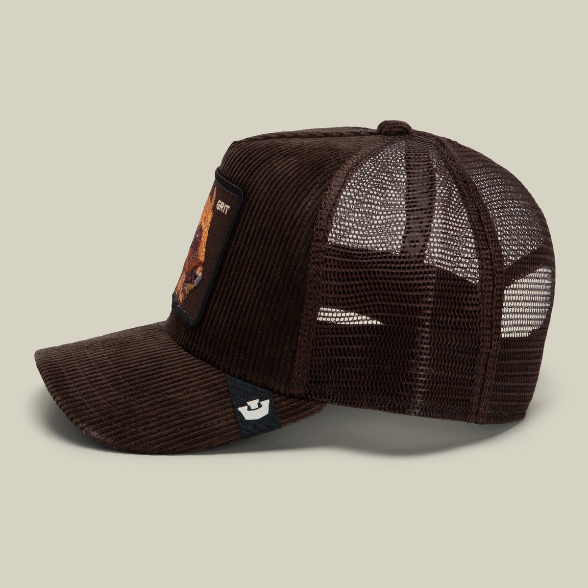 Goorin Bros Corduroy Grit brown mesh panels through the sides and back for airflow cowboy style