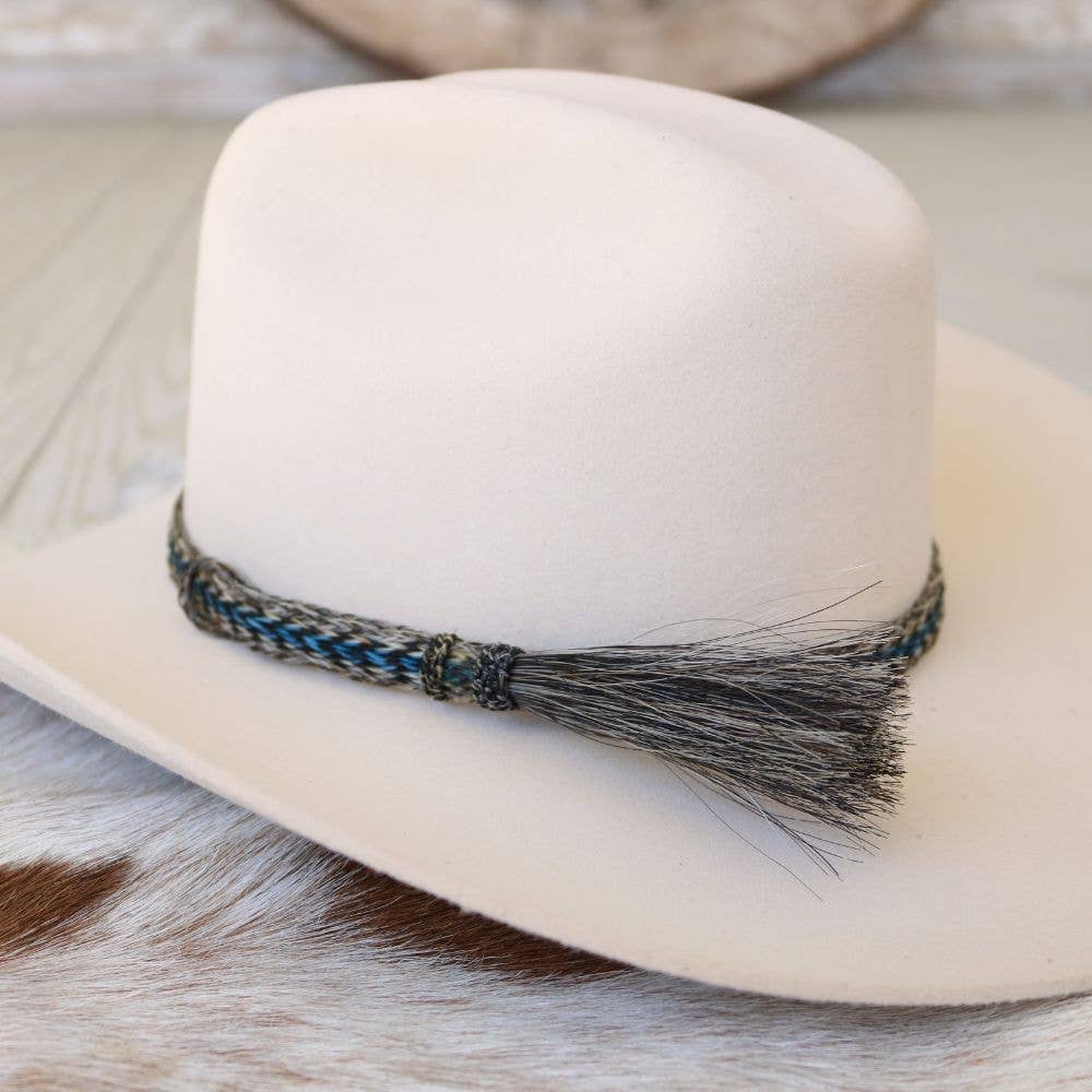 Horsehair Braided Blue Single Tassel Hat Band