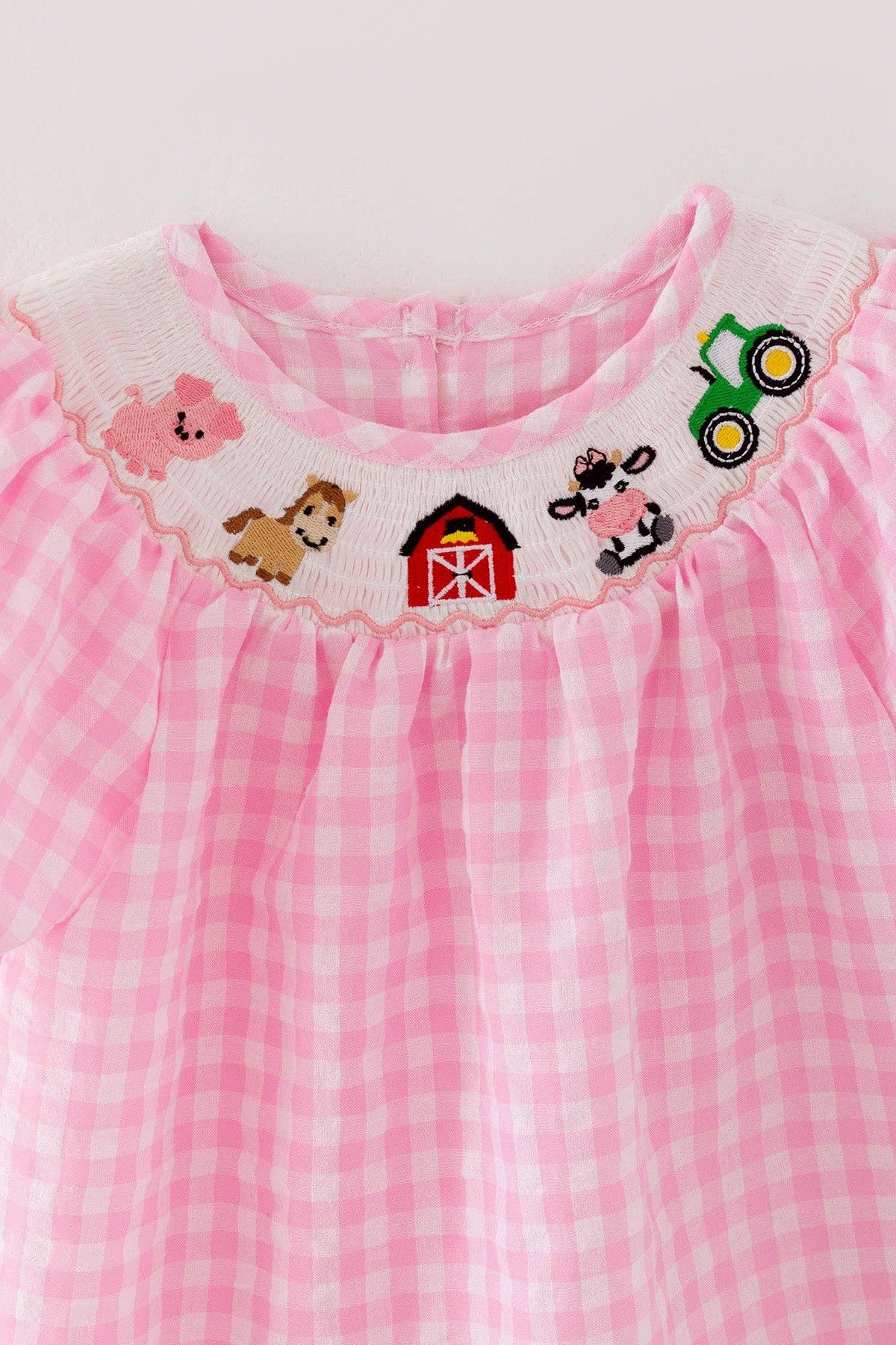 Farm Pink Smocking Embroidered Girls Dress