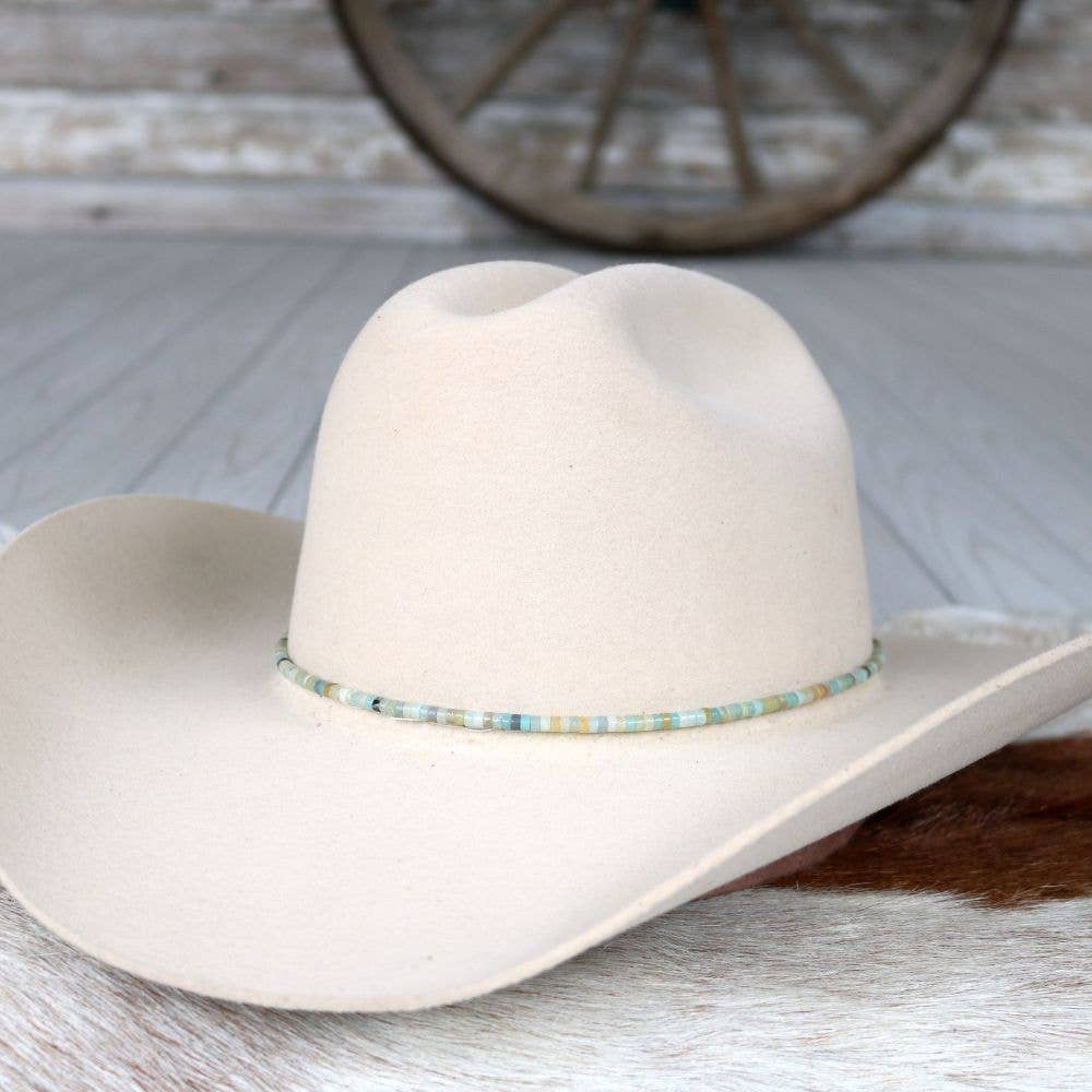 Amazonite Stone Hat Band cowboy hat detail at boltranchstore.com free shipping