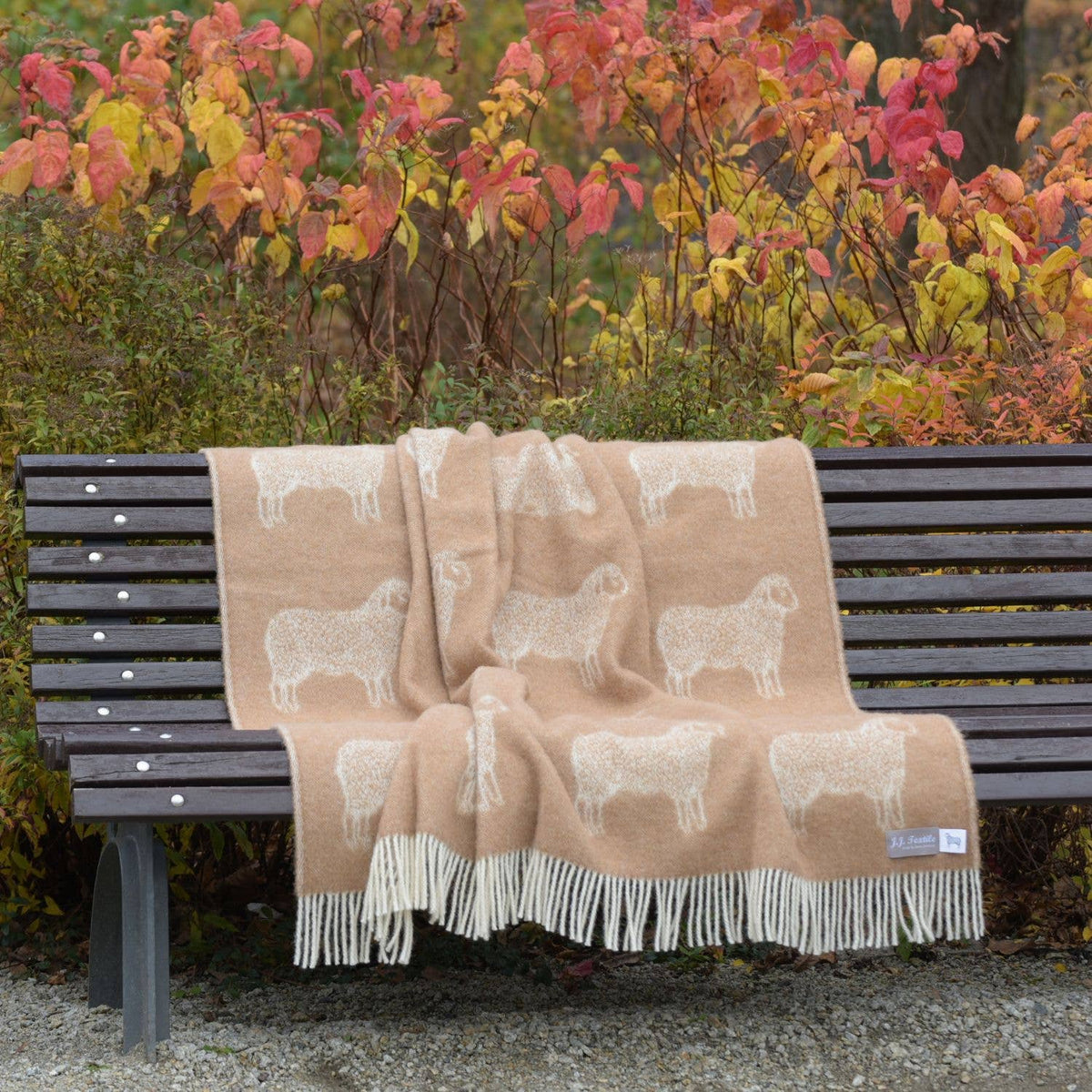 JJ Textile Brown Sheep Pure Wool Throw