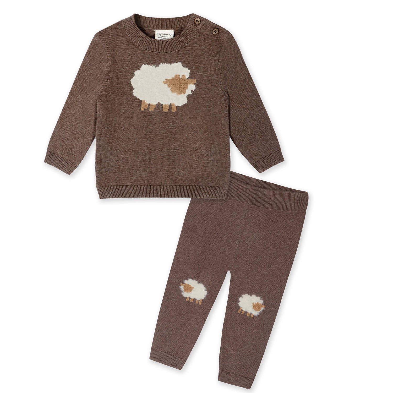 Sheep Pullover & Pant Set Brown sweater and pants set with sheep design cozy fall set kids baby sweater set boltranchstore.com farm 