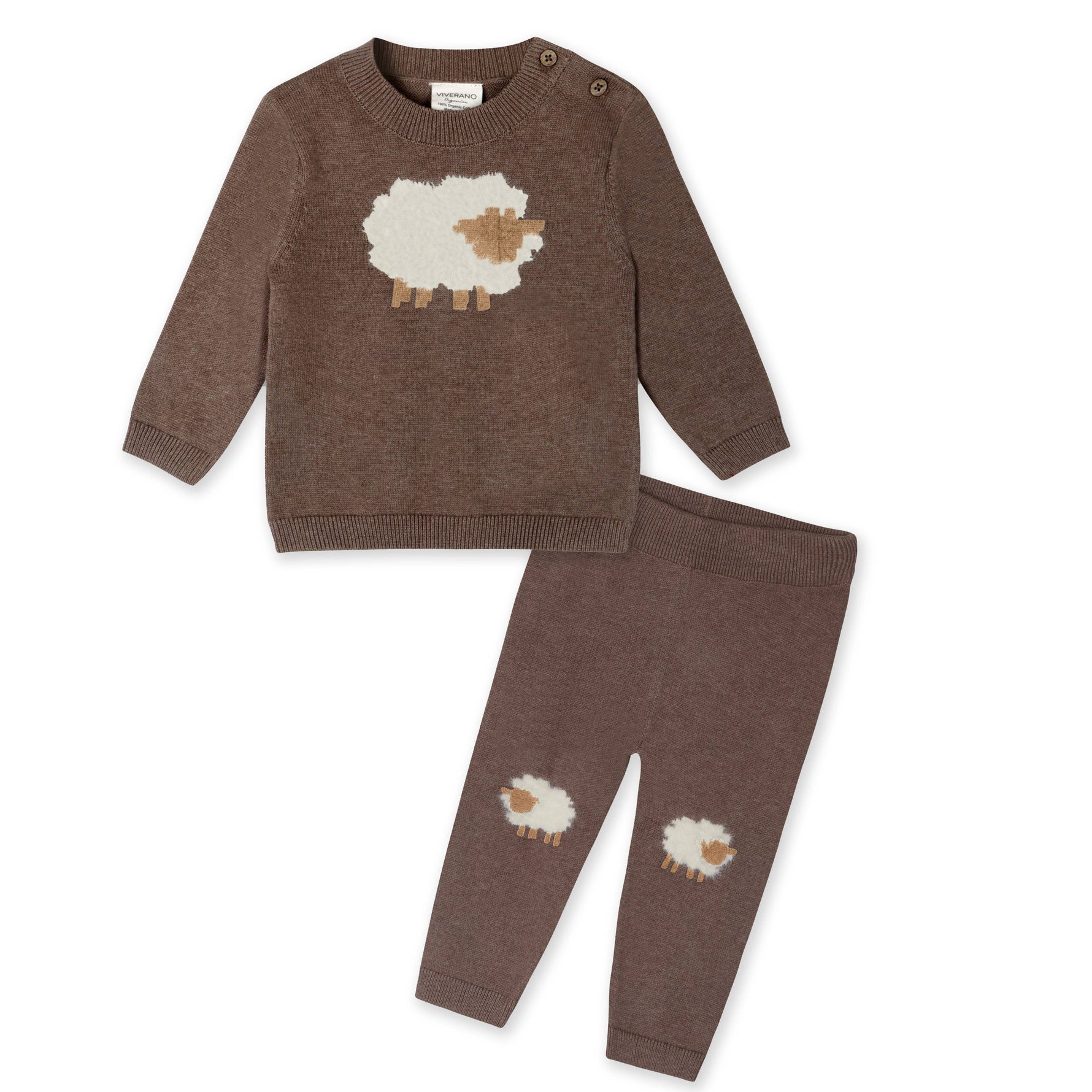Sheep Pullover & Pant Set Brown sweater and pants set with sheep design cozy fall set kids baby sweater set boltranchstore.com farm 