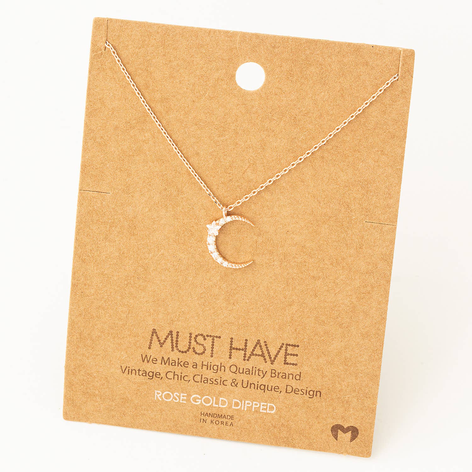 Pave Moon Pendant Necklace