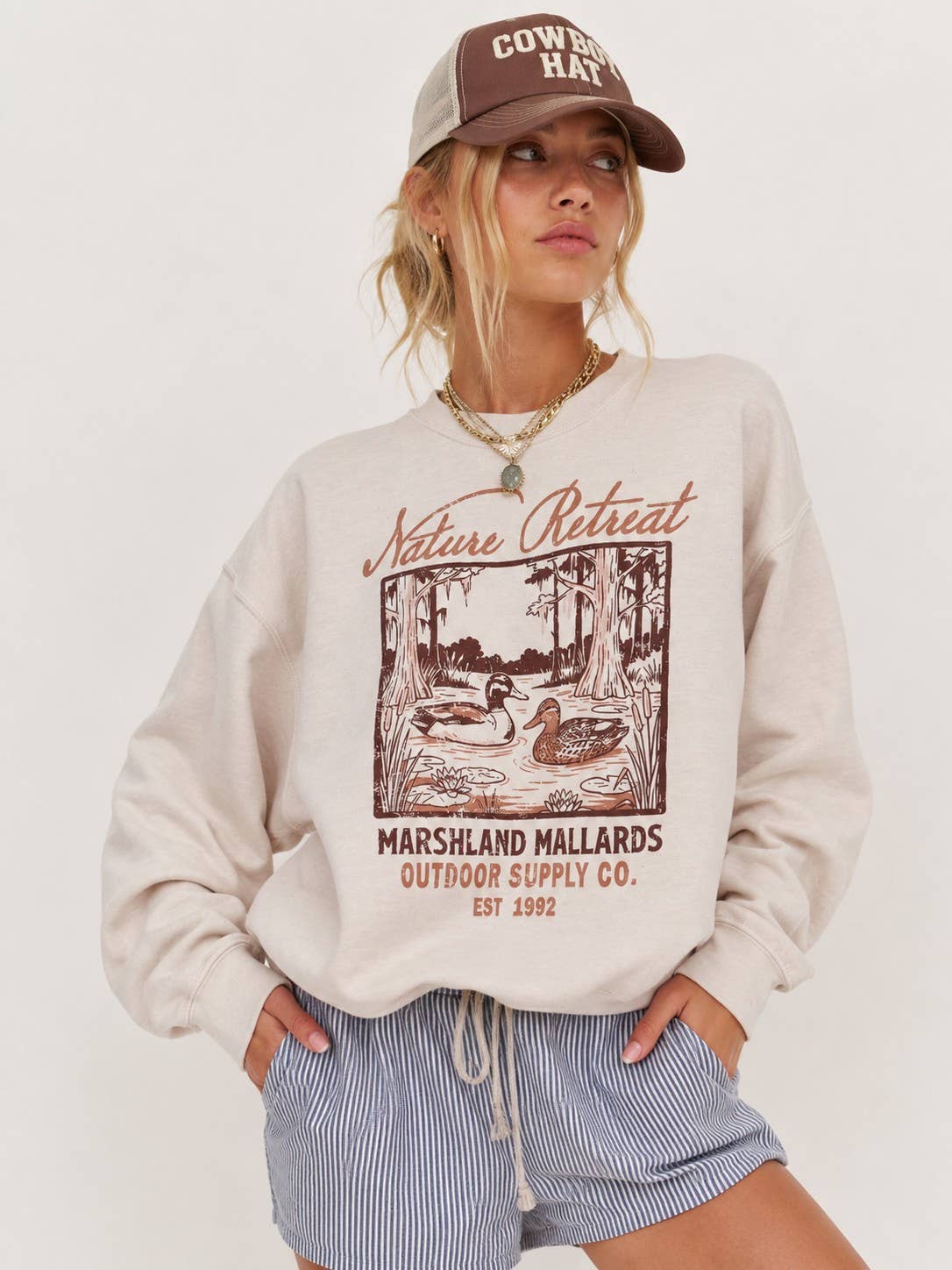Nature Retreat Marshland Mallards Graphic Sweatshirt