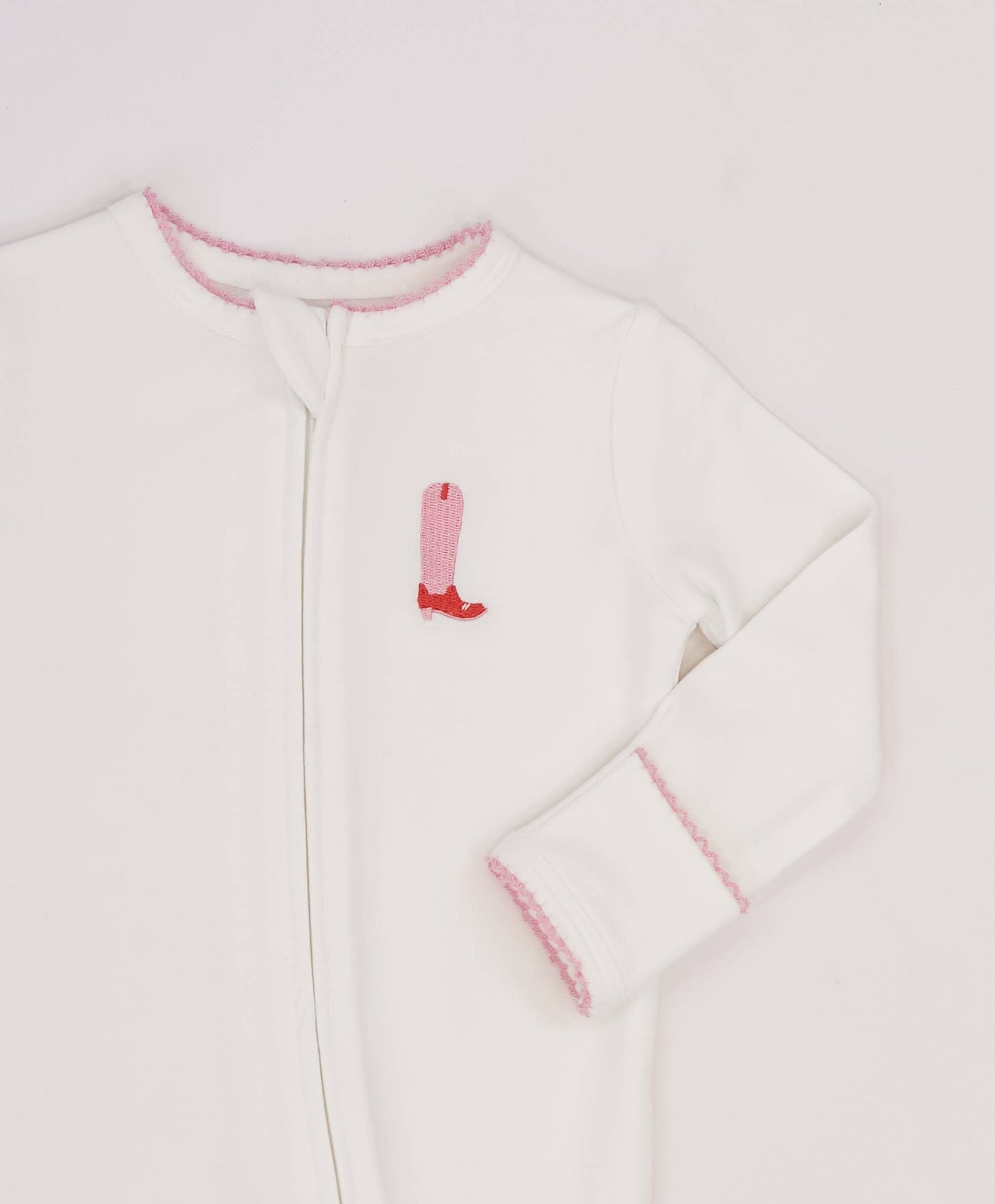 Pip Embroidered Zip Romper Pink Boot