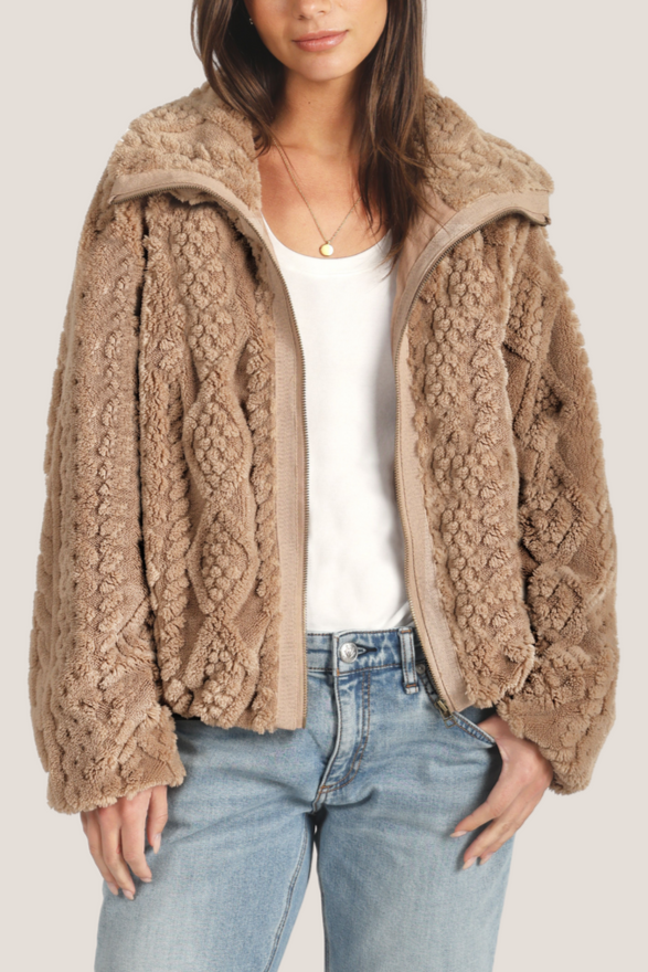 Dylan So Cozy Cable Jacket boltranchstore.com womens fall winter 2025 free shipping brown fuzzy popular in stock doen