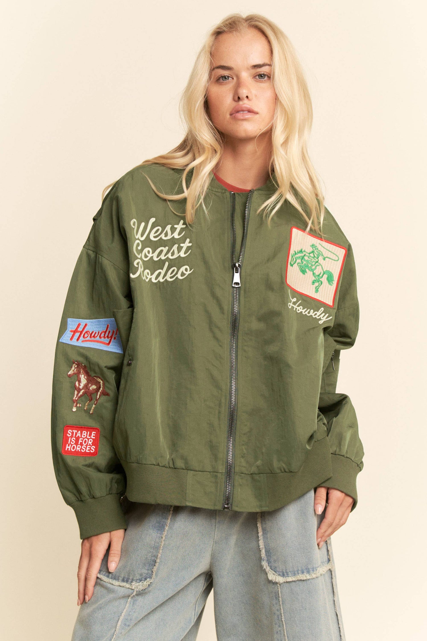 Embroidered Western Bomber Jacket