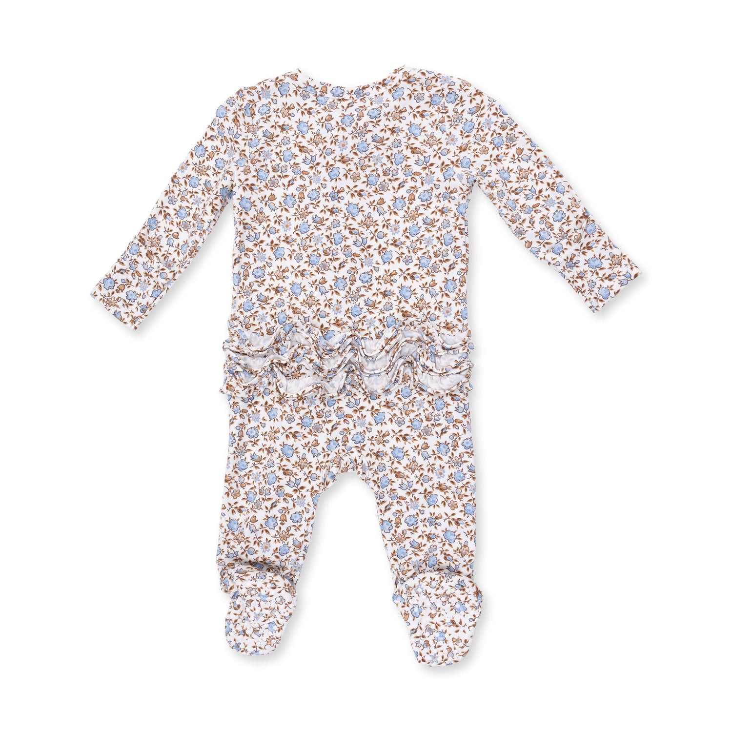 Hazel Floral 2 Way Ruffle Back Zipper Footie