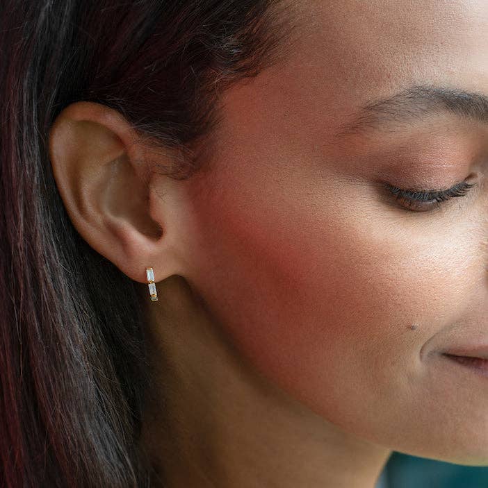 Baguette Huggie Hoop Earrings