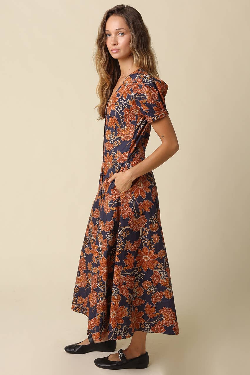 Hallie Floral V Neck Maxi Dress