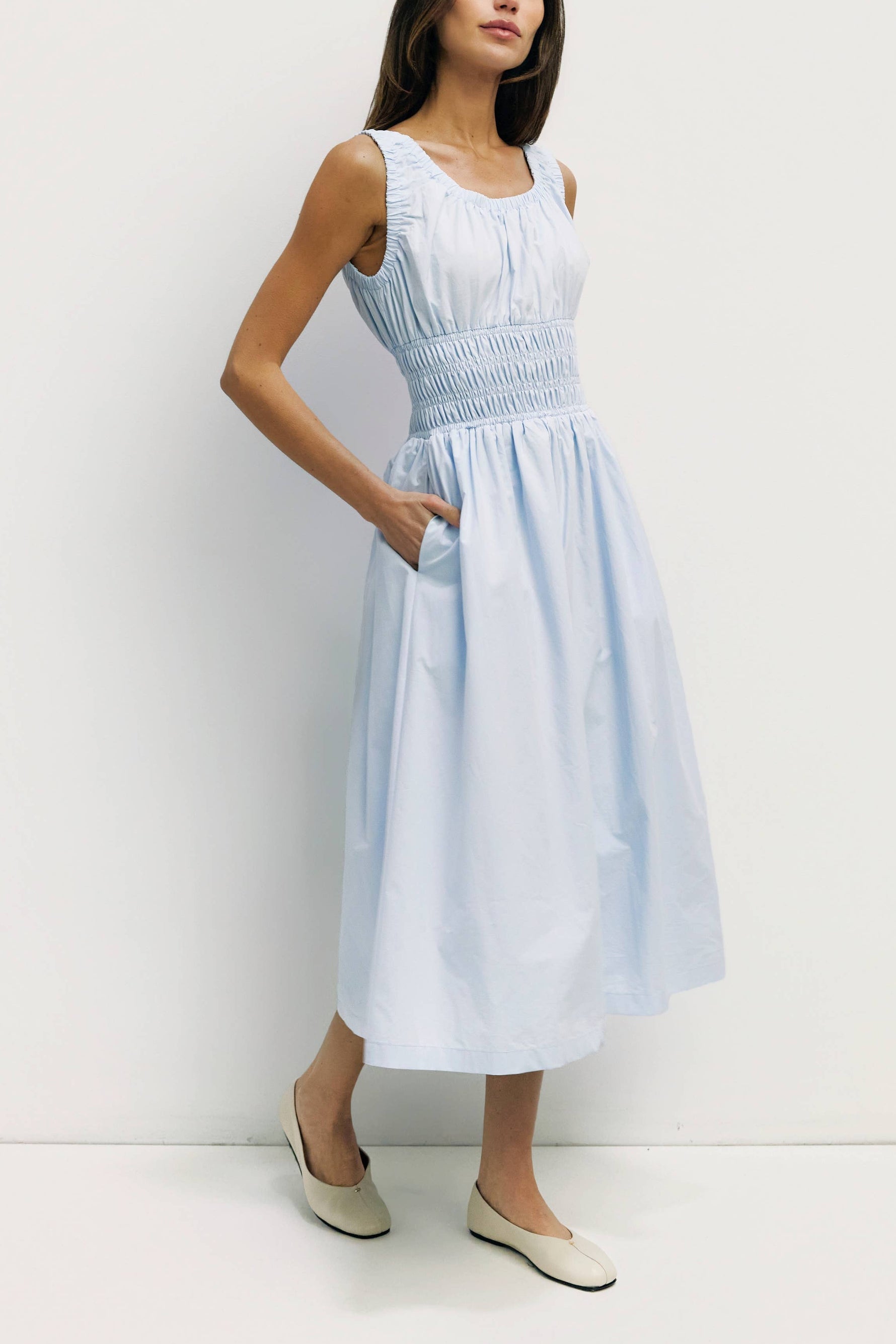 sleeveless blue scoop neck dress womens western style dress boutique Utah Boltranchstore.com Free Shipping 
