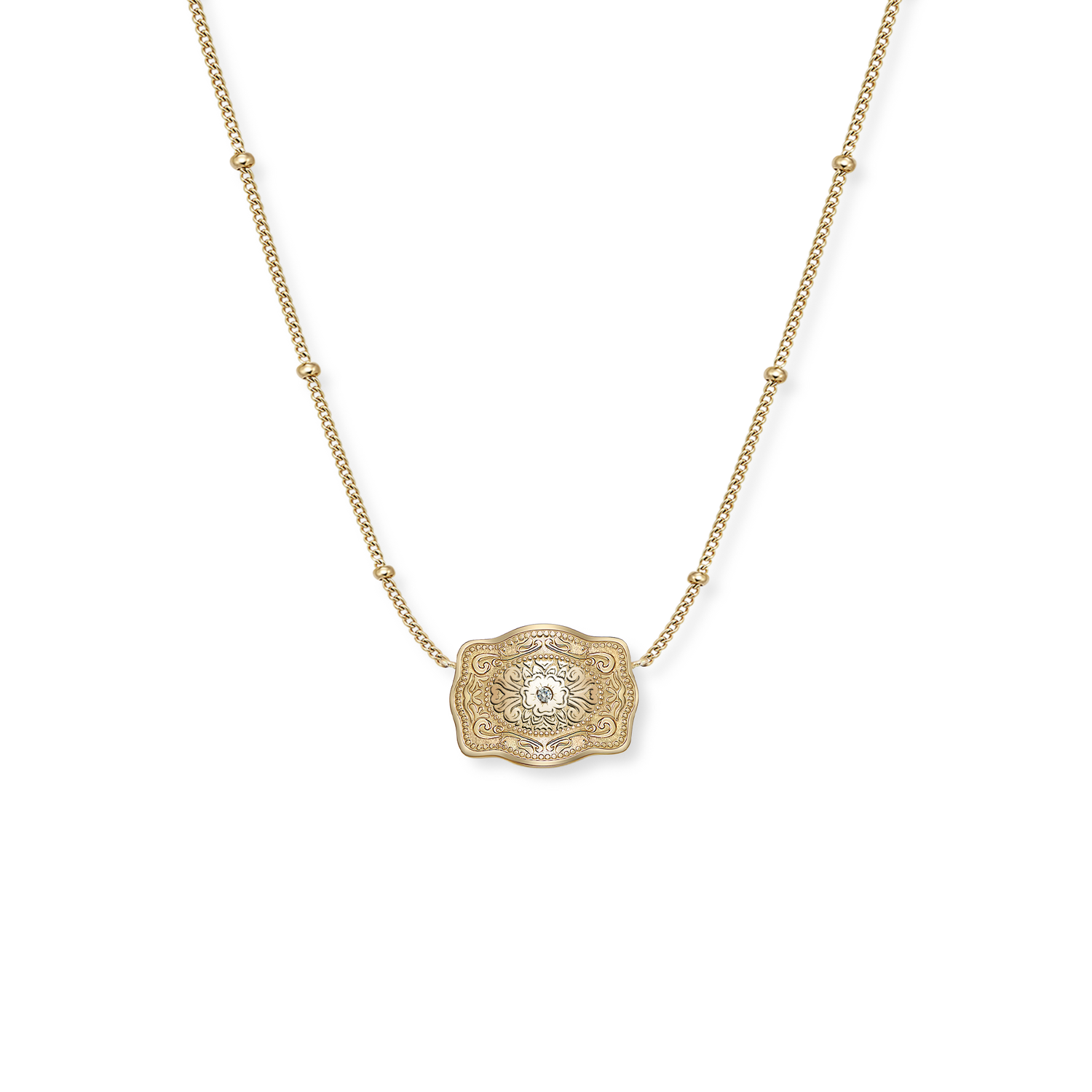 Ultra Mini Belt Buckle Necklace (Amelia Rose) - Gold