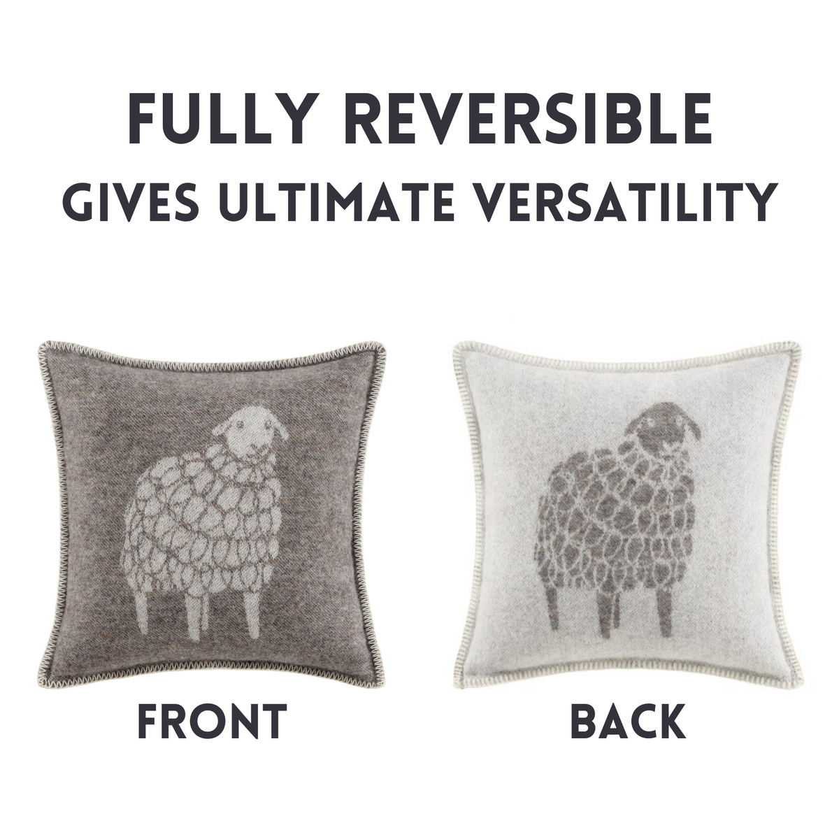JJ Textile Sheep Mima Dark Brown Pure Wool Cushion Cover