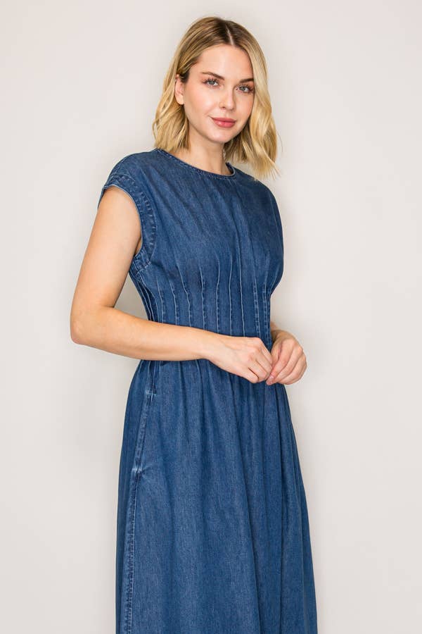 Rodeo collection Pleated Denim Dress C7120 Boltranchstore.com free shipping