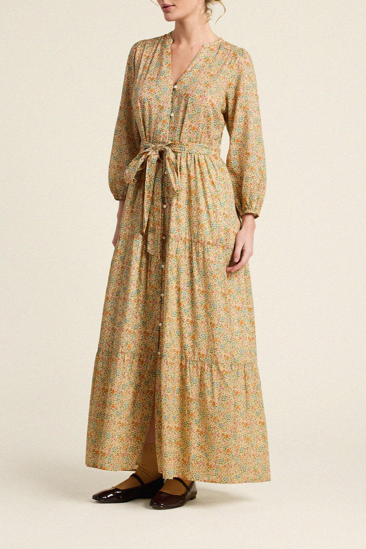 Trovata Lia Dress Gardenette flowing tiered hem for rodeo weekends and warm evenings Park City Kamas