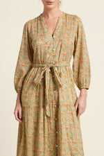 Trovata Lia Dress Gardenette self fabric tie belt at the waist with hidden side seam pockets ranch wear