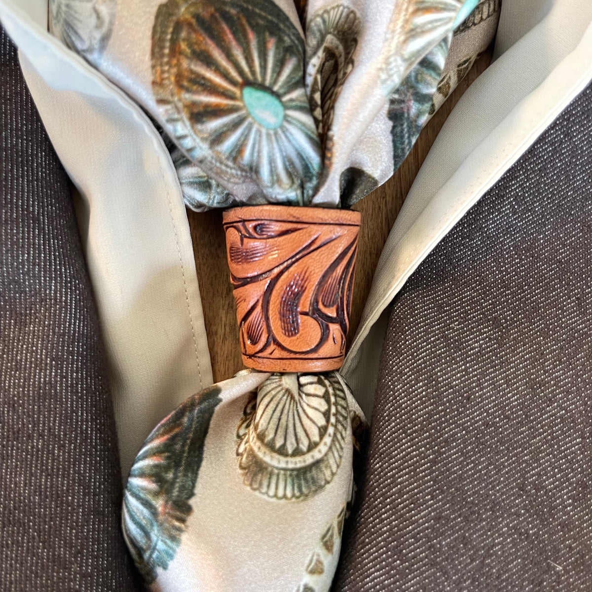 Fringe Slide Angelo hand tooled and sewn genuine leather triangular tube slide womens western boutique Utah SKU SLDEANGE0012