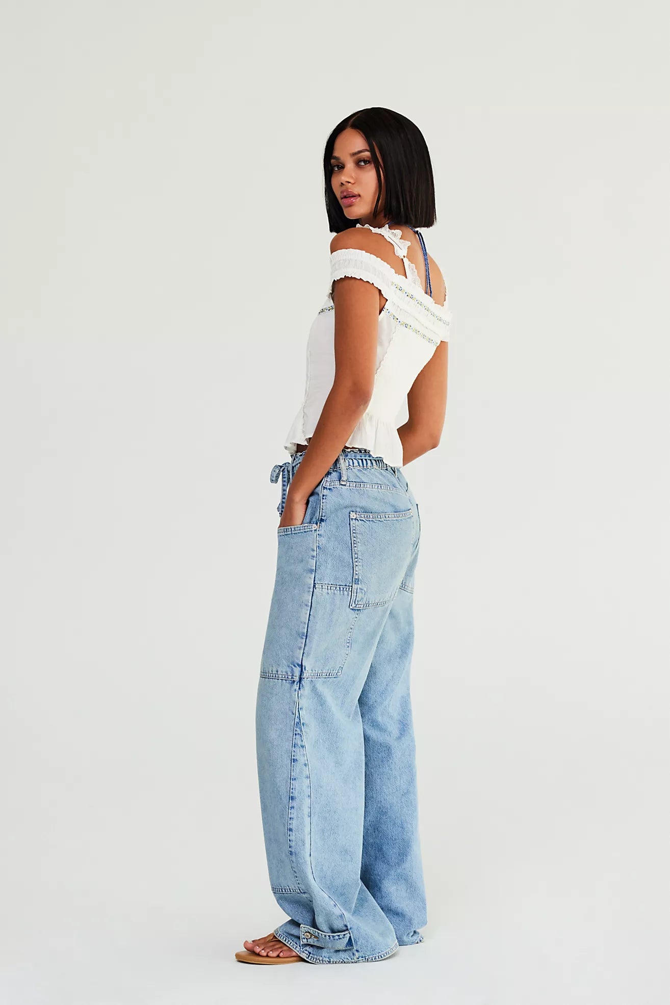 Free People Curvy Outlaw Wide Leg - Drizzle