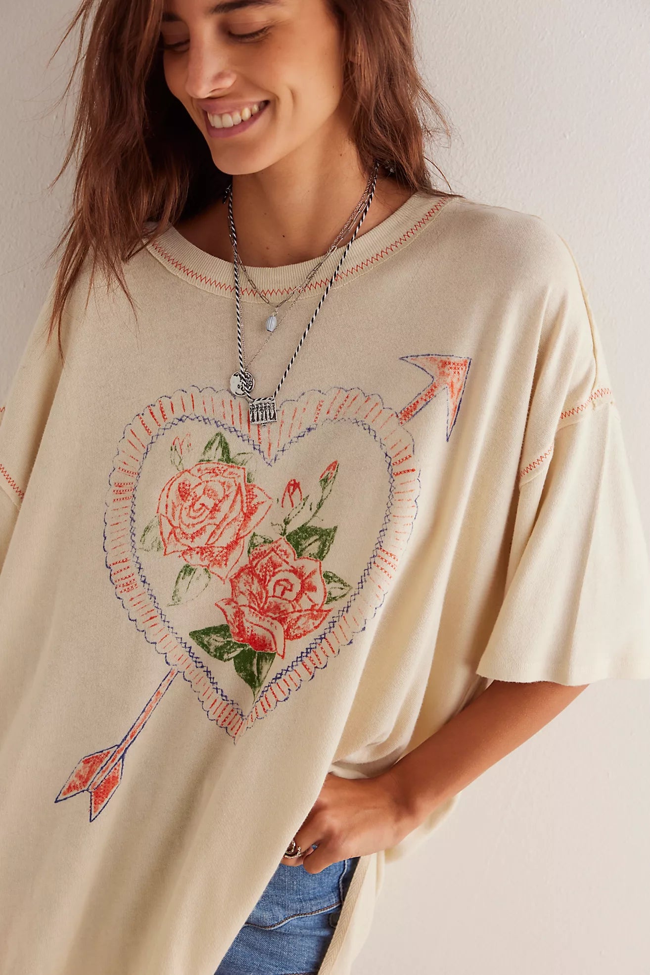 Free People Love Rose Tee - Ivory