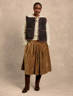 Penelope Chilvers Lancaster Cotton Velvet Skirt clean feminine silhouette that sits on the waist