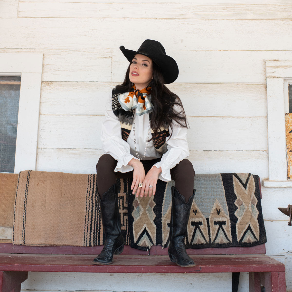 Fringe West Texas Buck Silk Scarf