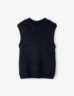 Penelope Chilvers Knitted Tank Navy alpaca merino wool and nylon sleeveless knit vest in navy with ribbed neckline womens western boutique Utah SKU 0H09121X0007B3104Y