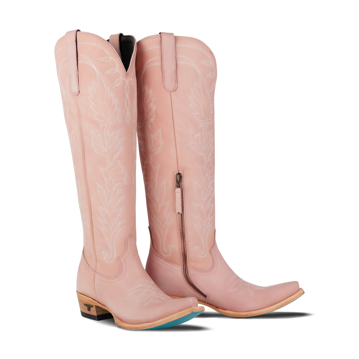 Lane Sandaga Knee High Boot in Blush 17.5 inch tall boot with a side Zipper in a soft pink color and stitch detail throughout a perfect boot for your next T Swift concert at boltranchstore.com