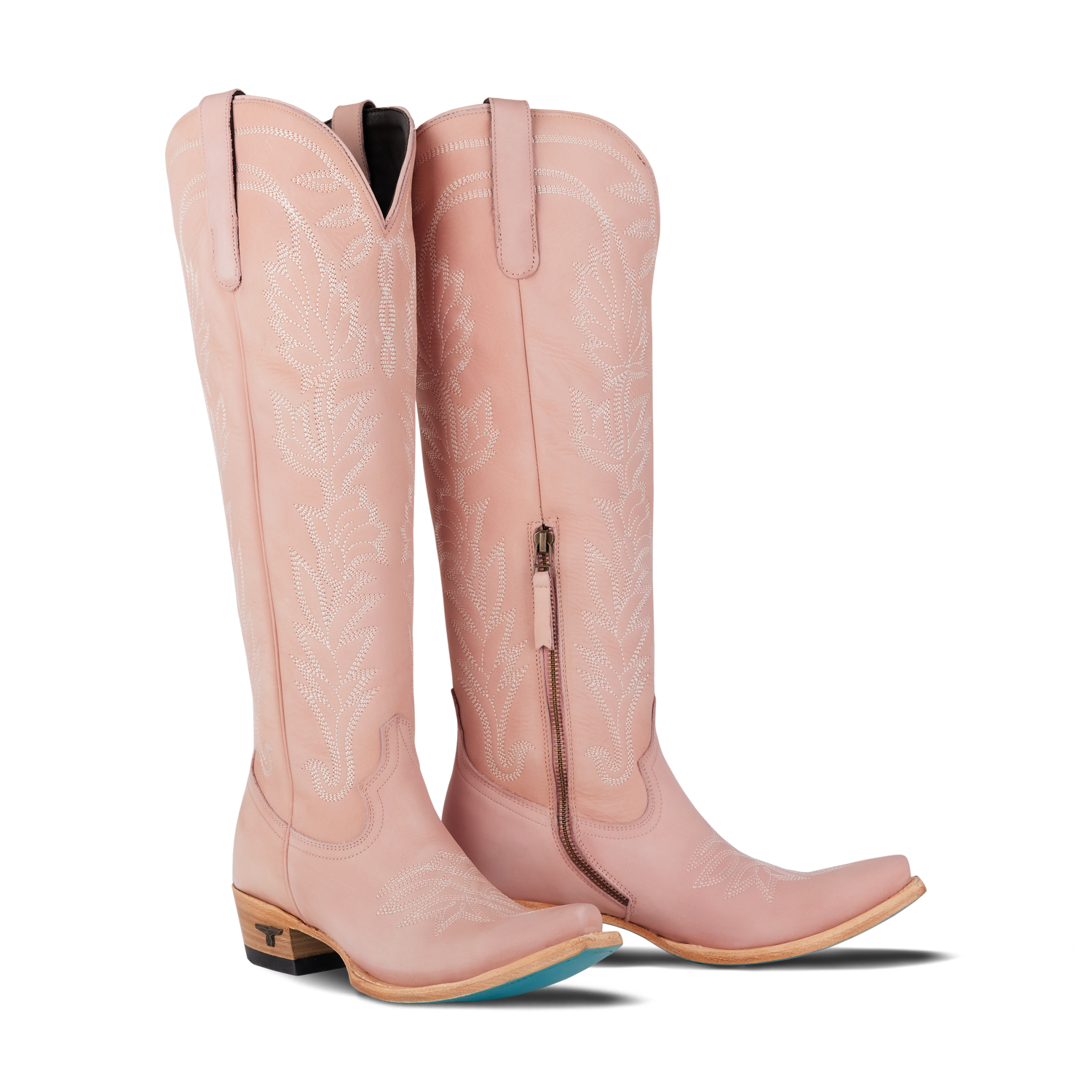 Lane Sandaga Knee High Boot in Blush 17.5 inch tall boot with a side Zipper in a soft pink color and stitch detail throughout a perfect boot for your next T Swift concert at boltranchstore.com