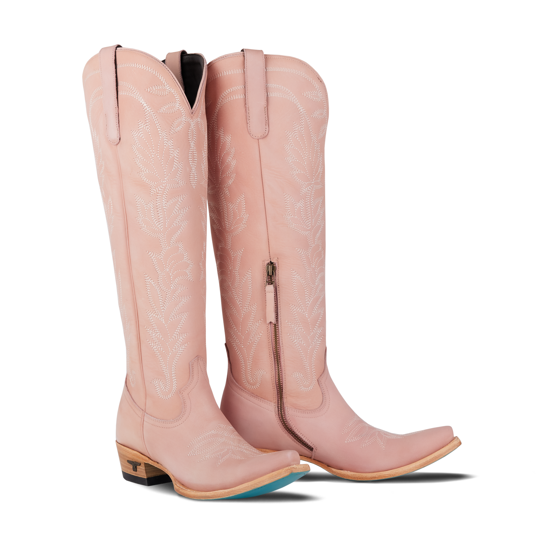 Lane Sandaga Knee High Boot in Blush 17.5 inch tall boot with a side Zipper in a soft pink color and stitch detail throughout a perfect boot for your next T Swift concert at boltranchstore.com
