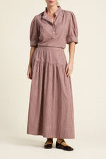Trovata Lydia Skirt Mahogany Check full sweeping hemline released from seamed hip gathers womens western clothing