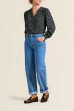 Trovata Pauline Blouse Marin Ditsy romantic printed top styled for rodeo weekends western fashion cowgirl