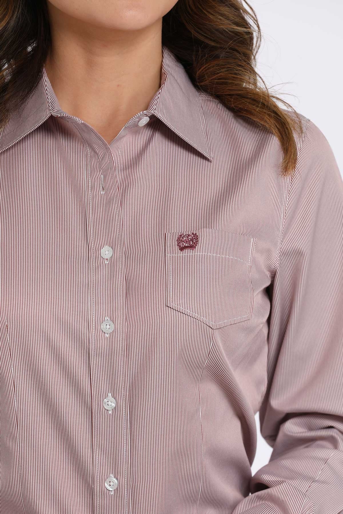 Cinch Womens Tencel Stripe Button Down Shirt