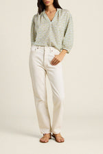 Orly Blouse Nantucket Ditsy at boltranchstore.com free shipping womens shirt floral shirt green and blue long sleeve  shirt v neck 
