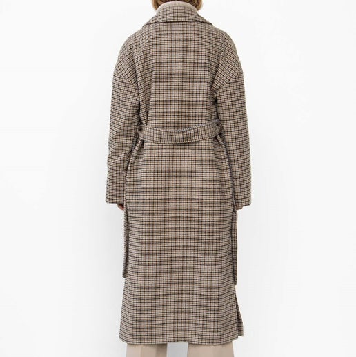 With Black Imma Wool Wrap Coat - Beige Brown