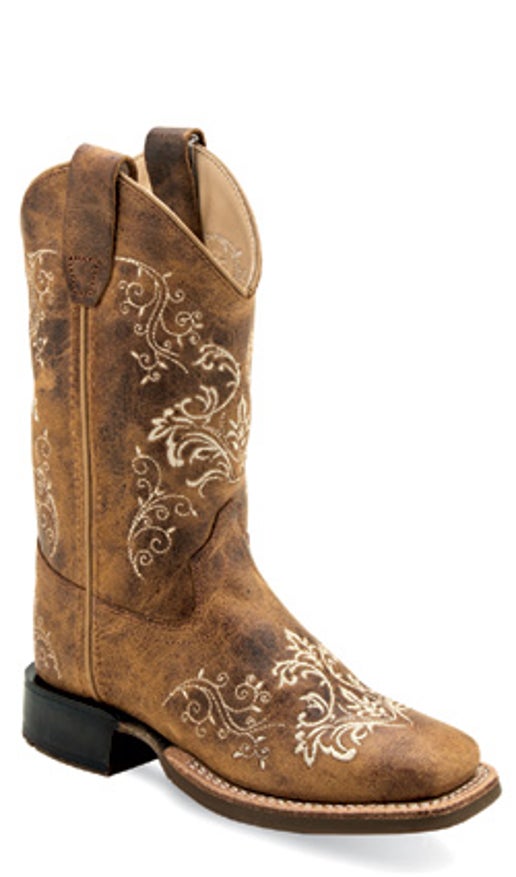 Old West Square Toe Floral Youth Cowboy Boots