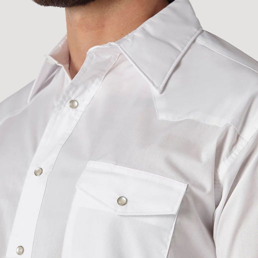 Wrangler Mens White LS Western Snap Shirt