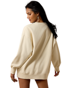 Ariat Womens Oversize Sweatshirt Parchment roomy oversized slouchy fit with dropped shoulders and ribbed cuffs and hem cowgirl style