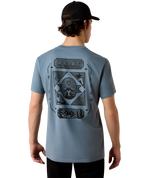 Ariat Mens Rope and Ride T Shirt Light Denim classic crew neck with short sleeves and an easy relaxed fit ranch wear