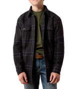 Ariat Boys Retro Shirt Jacket Charcoal Plaid charcoal plaid polyester shirt jacket kids western clothing Utah SKU 10080730
